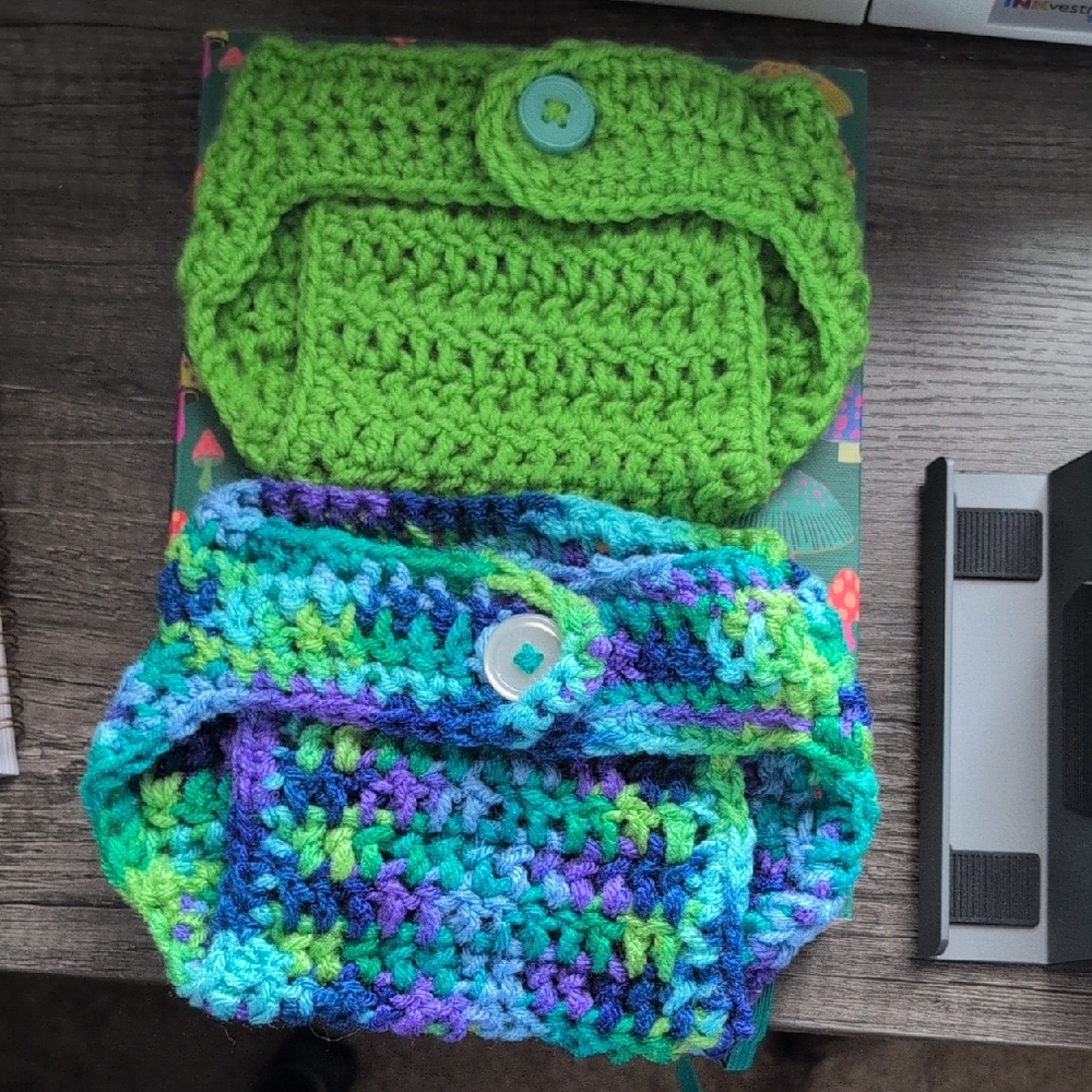Two Handmade Crochet Baby Diaper Covers for Newborn Photoshoots